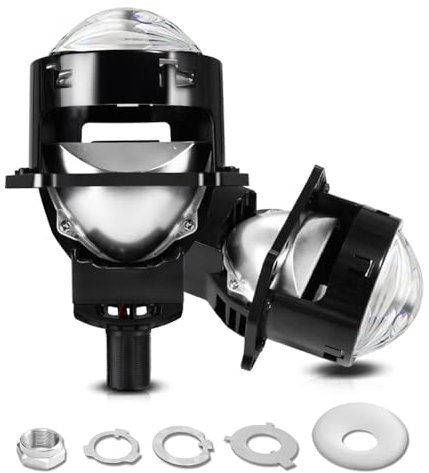 Ujjdwiurgh Lente de Proyector Bi LED de 3 Pulgadas, Faros Delanteros Blancos, Luces para H4 H7 9005 9006 10000LM 6000K Haz Alto y Bajo LHD