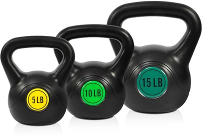 Fitvids Kettlebell Sets 3 Piece Strength Training KettleBells Weight Set 5lb, 10lb, 15lb Kettle Bell