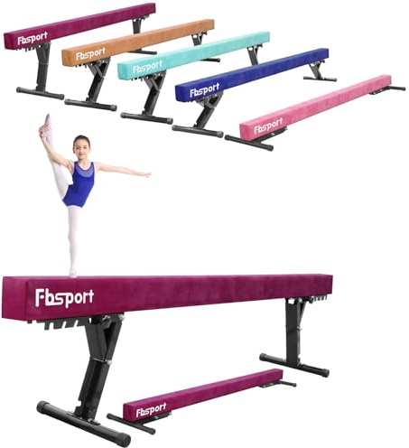 FBSPORT Adjustable Gymnastic Balance Beam,11 heights Adjustable High and Low Level Floor Beam Highly Stable Gym Practice Training Equipment for Kids/Adults