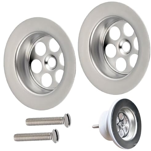 Stainless Steel Bath Hole Spare with Screw 2 Pack 70mm Silver Bathtub Drain Cover Replacement for Water Leakage