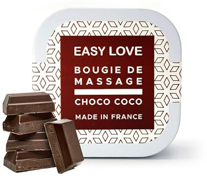 Bougie de Massage Easy Love – Parfum Choco Coco – 54g – Huile de Massage Tiède Gourmande – Made in France – Ingrédients Naturels – Format Voyage – Instant Sensuel et Relaxant