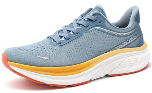 Men's Road Running Shoes Walking Athletic Trainers Lightweight Comfortable Cushioning Non-Slip Breathable Sneakers Blue EU44