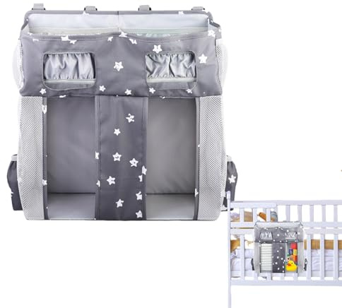 Organizador De Cabecera - Apilador De Bolsillos Para Guardería, Organizador De Pañales Con Correas De Bolsillo Para Cuna De Bebé | Cómodo Transporte, Bolsa De Pañales Oxford De Gran Capacidad Para Bib