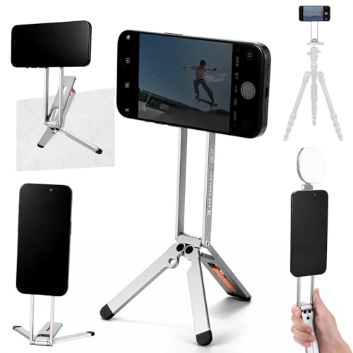 K&F CONCEPT Trépied Magnétique pour téléphone, Mini Trépied Smartphone en Alliage d'aluminium, Perche à Selfie de Poche, Support pour téléphone Mag-Safe Compatible avec Séries iPhone 17-12 Argent