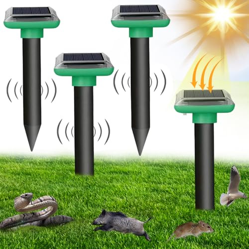 MTEZIZ Répulsif Solaire pour Repousser Taupes, Piège à Serpent (4 Pièces) | Répulsif Ultrason Souris et Rats, Repulsif Contre Les Serpents, Anti Taupe Solaire, Campagnols et Gaufres