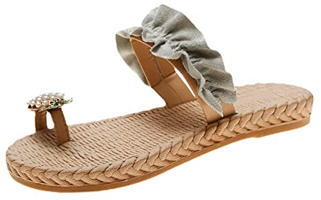 Cocila Sandali Estive Comode E Antiscivolo da Donna Rotonde con Punta Piatta alla Primaverile Infradito Mare Platform Ciabatte Doccia Ciabatta Gomma Stoffa Giapponesi Scarpe Eleganti Firmate