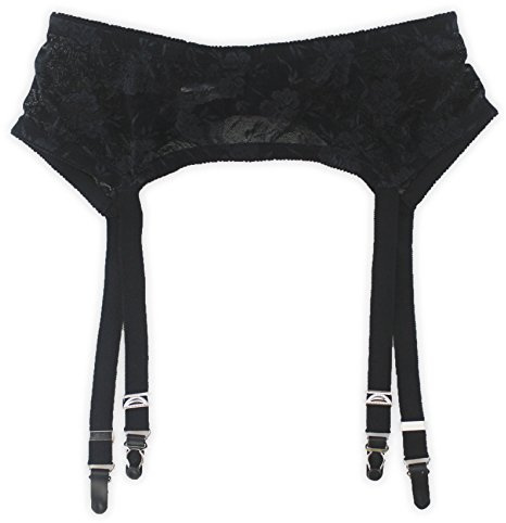 TVRtyle Women Vintage 4 Straps Metal Buckles Sexy Garter Belts for Stockings Retro Suspender Belt S502 (Black, X-Large)
