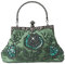 DA BODAN Vintage Floral Perlas Rhinestone Bordado Clutch Lentejuelas Boda Fiesta de Prom Bolsa Novia Señoras Crossbody Novia Bolso, verde, 22cm*21cm