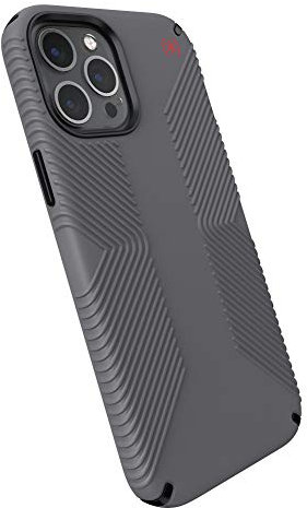 Speck Products Presidio2 Grip iPhone 12 Pro Max Case, Graphite Grey/Graphite Grey/Bold Red