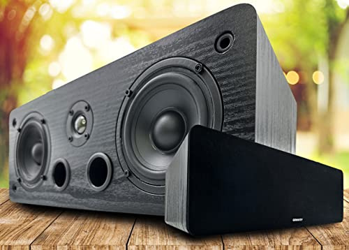 Gravity GCS700 Center Channel Speaker Wooden Center Channel Speaker 150 Watts / 75W RMS with Dual 4-Inch Woofer and Silk Dome Tweeter