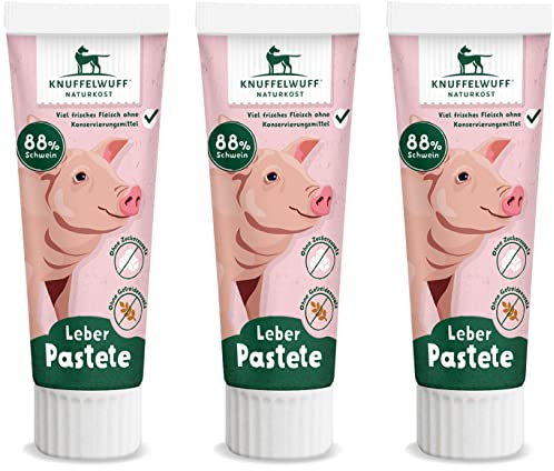 Knuffelwuff Tuben Snack Hunde Leckerlis Leberwurst 3er Pack - mit extra viel frischem Fleisch - ohne Konservierungsmittel, ohne Zusatz von Zucker und Getreide - Ideal auch für Welpen - Made in Germany
