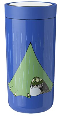 Stelton To-Go Click - Thermobecher, doppelwandige Isolierflasche - Rostfreier, auslaufsicherer Kaffeebecher/Teebecher mit Smart-Click-Deckel - Heiße & kalte Getränke - 0,4 Liter, Moomin Camping
