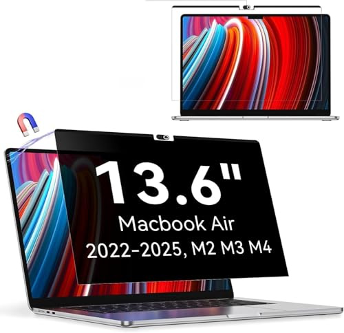 Protescreen Filtro Privacy Magnetico Premium per Macbook Air 13.6 Pollici (2025-2022,M4/M3/M2), Rimovibile Protezione schermo per Mac Air 13 M3 2024, Filtro Anti Spia Anti-Luce Blu