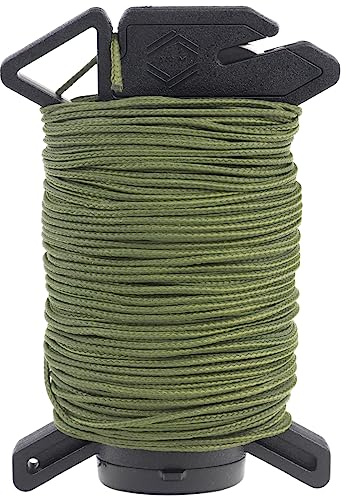 Atwood Rope Ready Rope™ Micro Cord Dispenser 125ft 100lb Test, Camping Gear Survival Tool, Built in Storage, Cutting Blade, Cord Grip, Gear Loop, Made in USA (OD)