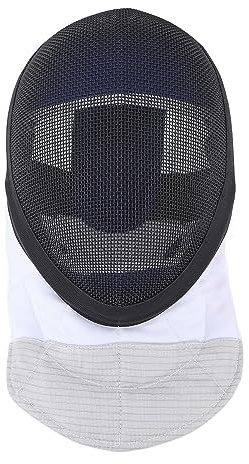 Máscara de Casco de Esgrima, Máscara Deportiva de Esgrima, Casco Protector de Esgrima con Babero Acolchado para la Práctica Diaria y la Competencia, Color Negro (M)