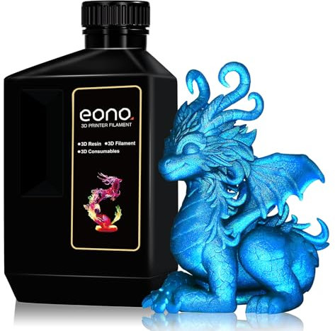 Eono Blau Glanz Metallic 3D Drucker Resin, 405nm Schnelle UV-Aushärtung Standard Resin, 3D Druck Resin mit magischem Metalleffekt für LCD DLP 3D Drucker, Metallische Azurlegierung 1000g