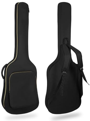 LETSROCK Bass Guitar Case, Bass Guitar Gig Bag 0.35 Inch Waterproof Thick Padding Backpack Soft Electric Bass Guitar Bag Dual Adjustable Shoulder Strap Pocket & Back Hanger Loop Black