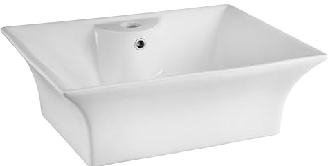 Balterley 490mm Countertop Vessel Bathroom Sink, Ceramic Rectangular Bowl Bathroom Wash Basin Sink with Overflow, 1 Tap Hole, Countertop Basin Sinks for Cloakroom - 496 x 411 x 191mm (White)