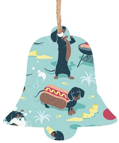 Rich&Rabbit Adornos de madera con estampado de perros calientes y limonada, adornos de madera para árbol de Navidad, decoración del hogar