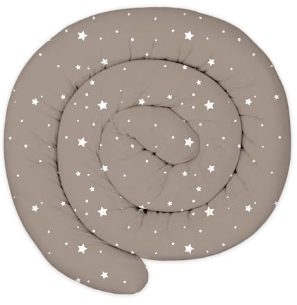 Totsy Baby Cojín Serpiente XXL Almohada de Cama Cojín de Lactancia Rollo de Cama Protector de Borde de Cama Cojín Decorativo Alrededor de Cama Serpiente XL Beige con Estrellas Blancas 150 cm Oeko-Tex