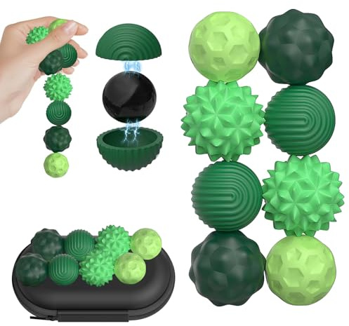 8 Pelota Antiestres Juguetes Sensoriales, Pelota Antiestres, Bolas MagnéTicas De AcupresióN, Pelota De DescompresióN, Bola Antiestres, para Niños y Adultos con TDAH, TOC, Ansiedad y Autismo (B)