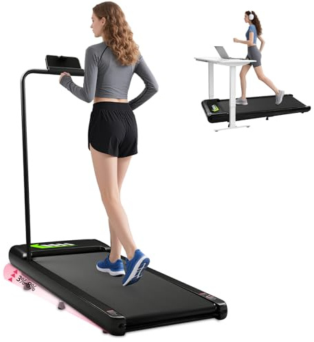 Romon Tapis de Marche, Tapis de Course 3-en-1 avec Télécommande, Walking Pad Inclinable Roulant Treadmill Silencieux Home, 2-8 km/h, Utilisable pour Maison Bureau Sport, Max. 120 kg
