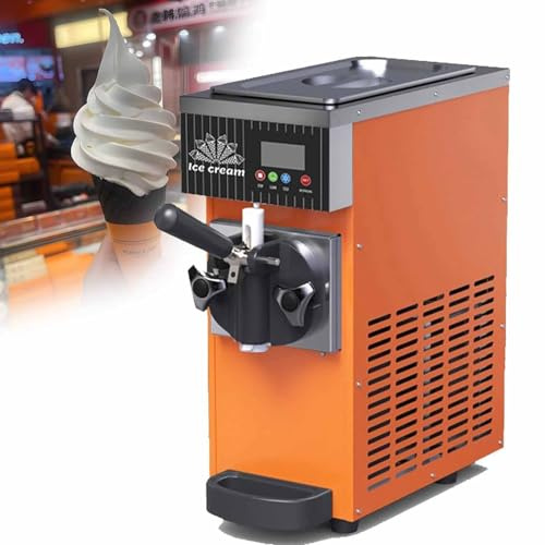 Qiang Máquina de Helados Soft Heladera Maquina Helados Soft Comercial Maquina Helados Soft con1 Sabores Ice Cream Maker Máquina de Helado de Servido Suave Orange-450W