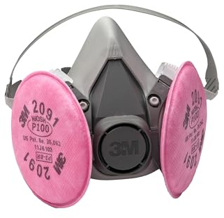 3M Half Facepiece Reusable Respirator Assembly Kit 6291, Size Medium, P100, Lightweight, Comfortable, Easy to Adjust, Includes 2091 Particulate Filter, Welding, Soldering, Asbestos