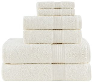 Madison Park Organic Cotton Bath Towel Set Absorbent, 6 Piece, Ivory