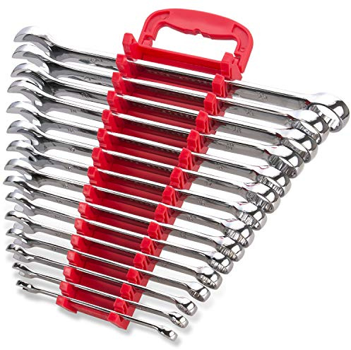 Max Torque 15-Piece Premium Combination Wrench Set, Chrome Vanadium Steel, Long Pattern Design | Include Metric Sizes 8, 9, 10, 11, 12, 13, 14, 15, 16, 17, 18, 19, 20, 21, 22mm with Storage Rack