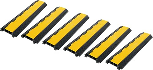6X Pronomic Protector 2-100L V3 Kabelbrücke 2-Kanal mit V-Steckverbindung - 100 x 25 x 5 cm - Kabelkanal aus Kunststoff für Veranstaltungen - Überfahrschutz für Boden - Schwarz/Gelb