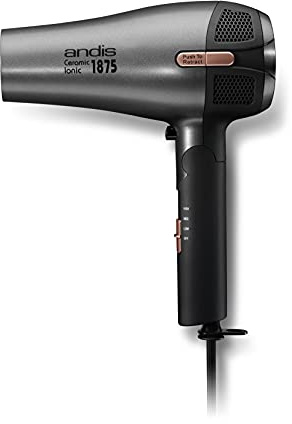 Andis 80280 Fold-n-go 1875 Watt Ceramic Ionic Dryer, Retractable Cord, Lightweight with Professional Blowout Results, Quick Drying Blow Dryer, Black/Silver