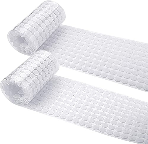 JANYUN 2016pcs 2/5 10mm Self Adhesive Dots Tape Diameter Sticky Back Coins Hook and Loop with Sticky Glue Coins Tapes White for School,Classroom,Office,Home (2016)
