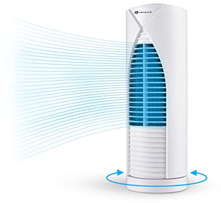 PureMate 13-inch Desktop Mini Tower Fan with 70° Oscillating, 3 Adjustable Speeds, Ultra- Quiet Cooling, Portable Bladeless Energy-Efficient and Powerful Desk Table Electric Fan for Home & Office