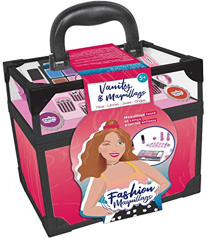 FASHION MAQUILLAGE - Valise Beauté - Maquillage - 258009 - Rose - Plastique - Jeu pour Enfant - Ongles - Beauté - Peau Sensible - Testé par Un Laboratoire Français - À Partir de 5 Ans
