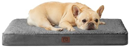 EHEYCIGA Orthopedic Dog Bed Medium Washable, 76x51x9cm, Dog Beds Mattress for Crate with Removable Cover, Pet Bed Cushion with Anti-Slip Bottom, Grey