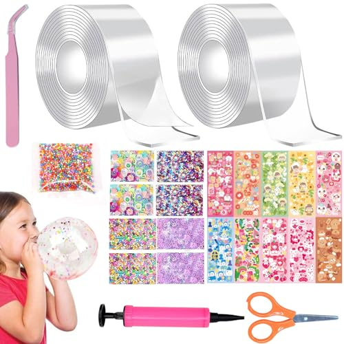 Cinta de Nanota Nano Tape Bubbles Set, Nano Tape Bubble Kit de 24 Piezas con Pegatinas de Lentejuelas, Kit Manualidades Niños, Regalos de Fiesta y Juguetes de Alivio de Presión para Niños