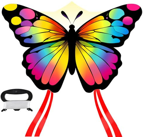 Drachen Kinder,Drachen Schmetterling,kinderdrachen ab 3,Butterfly Drachen flugdrachen Kinder mit 80m drachenschnur Spule,lenkdrachen geeignet für Strand,Park und Außenbezirker Children and Adults