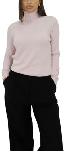 Win's Pull à col roulé en Cachemire pour Femme. Fabriqué en Italie (FR/ES, Alpha/Lettres, S, Taille Normale, Taille Normale, Rose pâle)