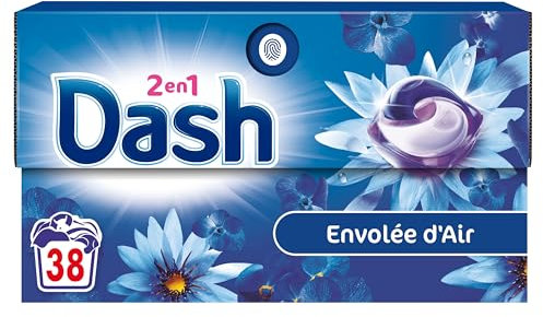Dash 2en1 PODS, Lessive En Capsule, 38 Lavages, Envolée d’air, 3 SEMAINES DE FRAÎCHEUR* AVEC L’ADOUCISSANT LENOR, Fabriquée En France. Dash 2in1