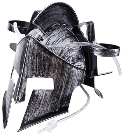 Ritter Krieger Bierhelm Party Trinkhelm mit Dosenständer,biertrinkhelm mit Schläuchen,für 2 Dosen Bier,Bierhut für Karneval,Fußball Souvenir lustige trinkhut saufhelm perfekt für Trinkfreunde (Silber)