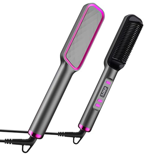BCMCZCDC Hair Straightener Brush, Hair Iron with Built-in Comb. Tourmaline Ceramic Coating. Fast Heating & 80℃ to 230℃ Temp Settings. Hair Straightener Brush That Salon Styling at Home