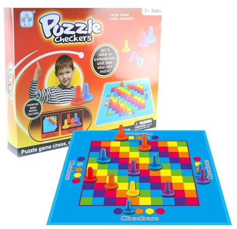 Tktouci Gioco Di Dama Da Tavolo Per Bambini | Gioco Educativo Di Dama E Scacchi,Giocattolo Educativo Di,Per Adulti, Bambini, Anziani, Da Viaggio, Uso Esterno E Interno, In Aula, Scuola, Campeggio E