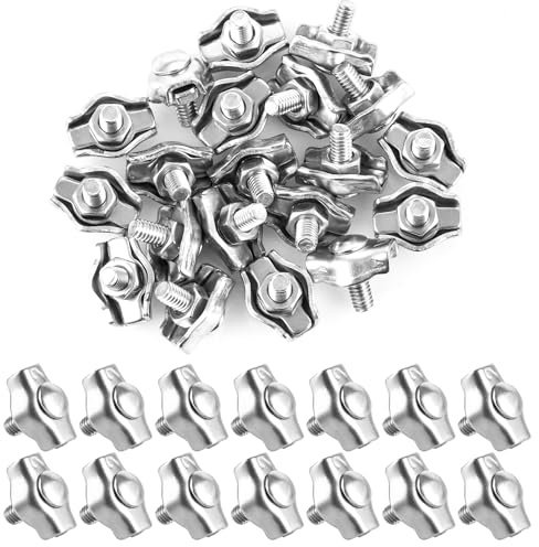 MIVIDE 100 Stück Drahtseilklemme M2, 304 Edelstahl Seilklemme Set, Seilklemme Kabelklemmen 2mm mit 7mm Schraubenschlüssel für Drahtseil Stahlseil Wäscheleine Markise Fixiert