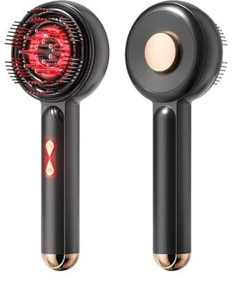 wheepis HairPulse Brosse Massage Cuir Chevelu Électrique 3 en 1, Applicateur Huile Capillaire, 3 Modes, Massage 360°, Lumière Rouge, Soin Cuir Chevelu Cheveux, Femmes Hommes