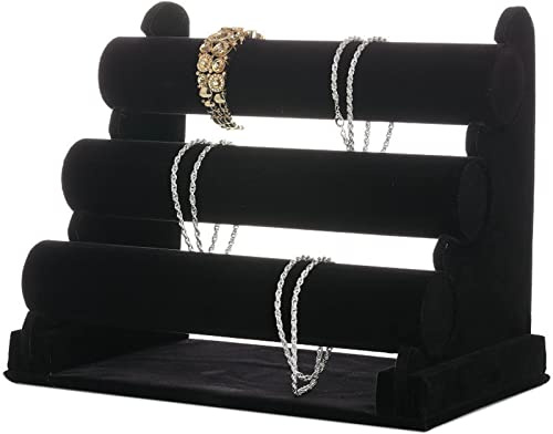 ChezMax Triple Tier Jewery Display Removable Bracelet Holder Jewelry Stand Necklace Stand Jewelry Towers and Watch Holder for Home Organization