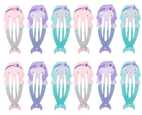 FRCOLOR 12 morceaux métal snap cheveux Barrettes Barrettes à cheveux bijoux cheveux pour bébés filles enfants Enfants Enfants Jeunes (Sirène)