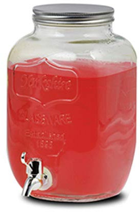 La Mediterranea 59523 Acan Tarro Dispensador con Grifo 8 L Vidrio, Multicolor, Talla única