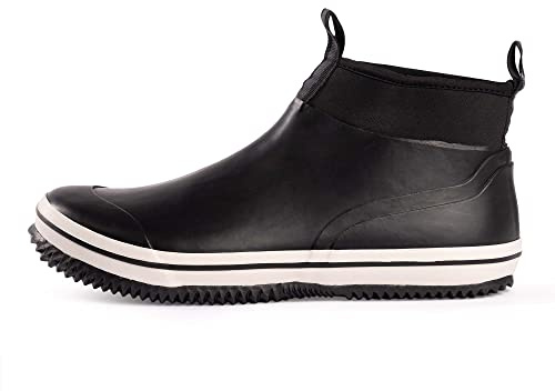 NORTY 6-Inch Rubber Ankle Rain Boots for Men, Size 8 - Waterproof Rubber Boots Deck Shoes for Work and Recreation - All-Weather Outdoor Mens Footwear - Runs 1-2 Sizes Large, Black