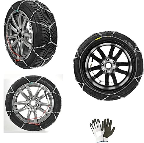 Schneeketten 205/55-19, Dicke Felge 19 Zoll (21), Paar Schneeketten für PKW, kompaktes Kettenglied 9 mm, Lampe für Reifen, Reifen, Notfall für Straßen, PKW, TÜV-Zulassung Österreich
